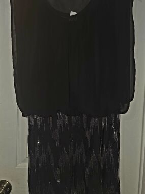 Deb Women’s Dress Sleeveless Black Silver Sequin Mini Size M